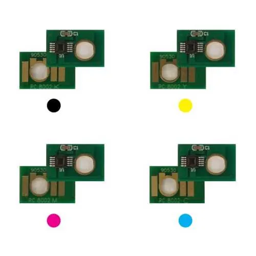 4x Toner Chip Y/M/C/K passt für Lanier MP C6502 C8002 NRG MP C6502 C8002