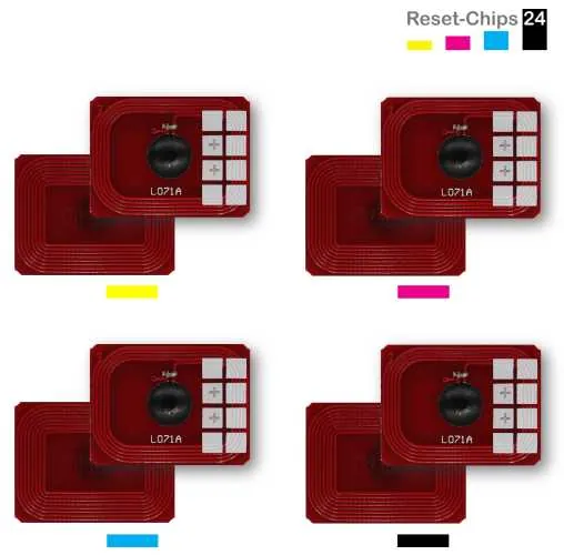 4x Toner Reset Chip Y/M/C/K für OKI C712 46507613 ..616