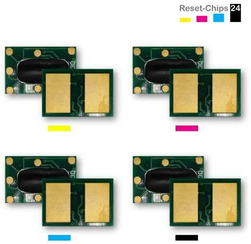 4x Toner Reset Chip Y/M/C/K für OKI C532 C542 MC563 MC573 46490605 ..608