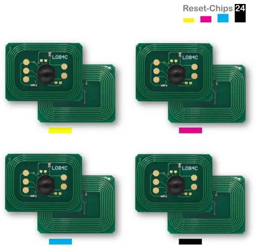 4x Toner Reset Chip Y/M/C/K für OKI C824 C834 C844 47095701 ..704