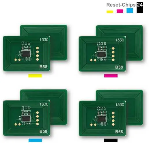 4x Toner Reset Chip Y/M/C/K für OKI ES7412 46507621 ..624