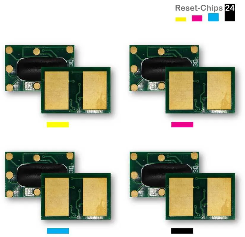 4x Toner Reset Chip Y/M/C/K für OKI C532 C542 MC563 MC573 46490401 ..404