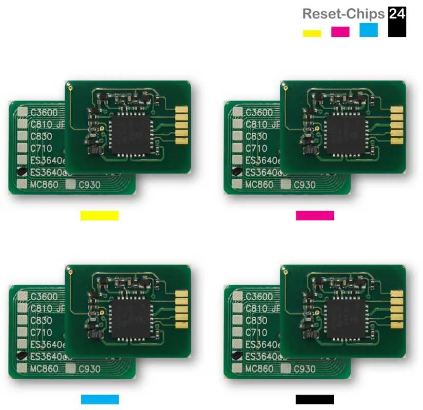 4x Toner Reset Chip Y/M/C/K für OKI ES3640 A3 ES3640 Express 43837105 ..108