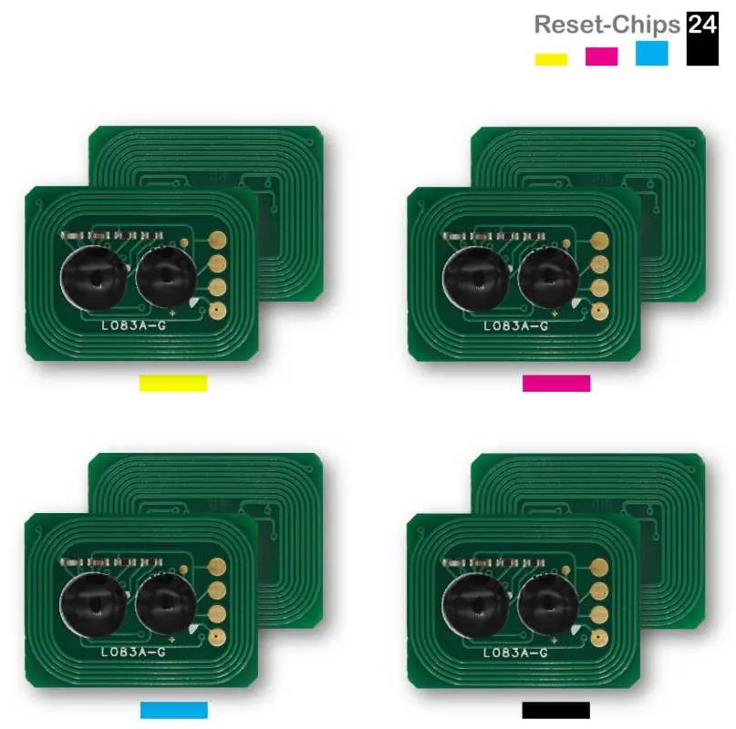 4x Toner Reset Chip Y/M/C/K für OKI C5850 C5950 C6150 MC560 43865721 ..724