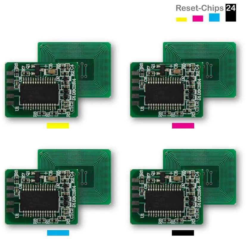 4x Toner Reset Chip Y/M/C/K für OKI ES7460 ES7470 ES7480 45396213 ..216